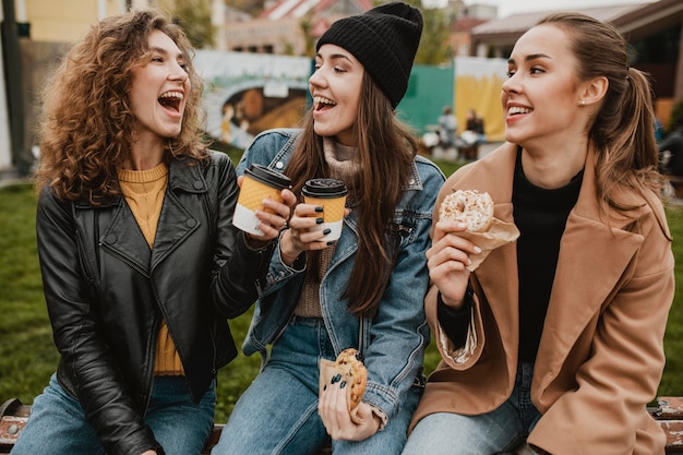 Group of friends enjoying sweets together