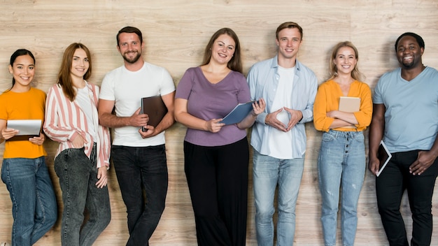 Group of friends gathering together