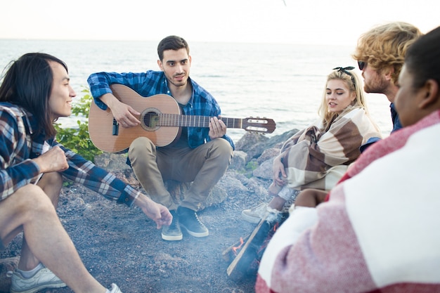 Group of friends near the beach