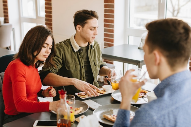 Group of friends in a restaurant