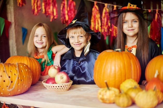 Group of friends spending Halloween day together
