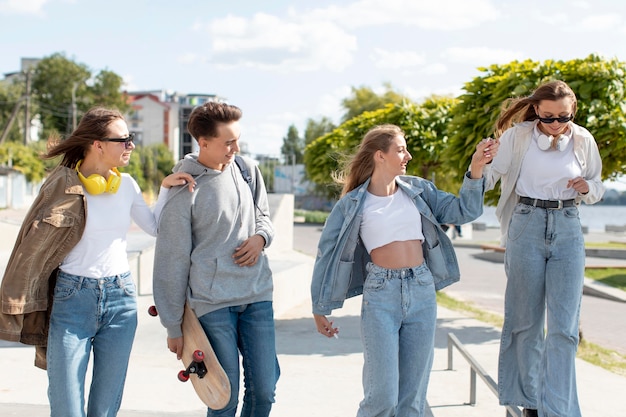 Group of friends spending quality time together outdoors