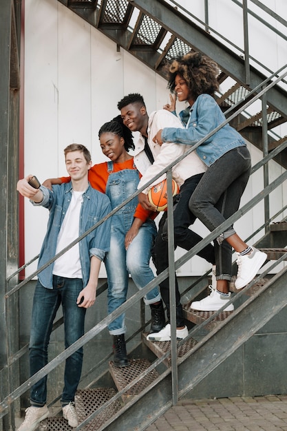 Group of friends taking a selfie together