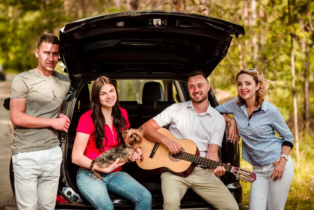 Group of friends with guitar