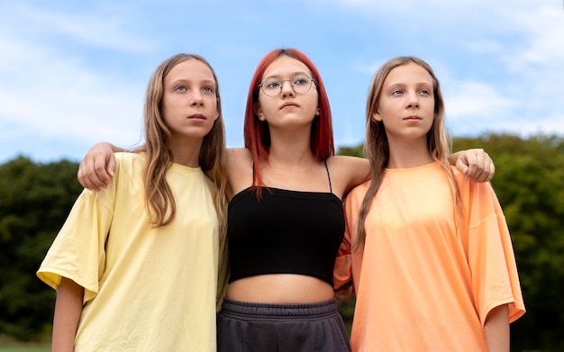 Group of girl best friends posing together