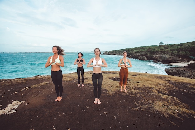 group girl doing yoga