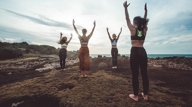 group girl doing yoga