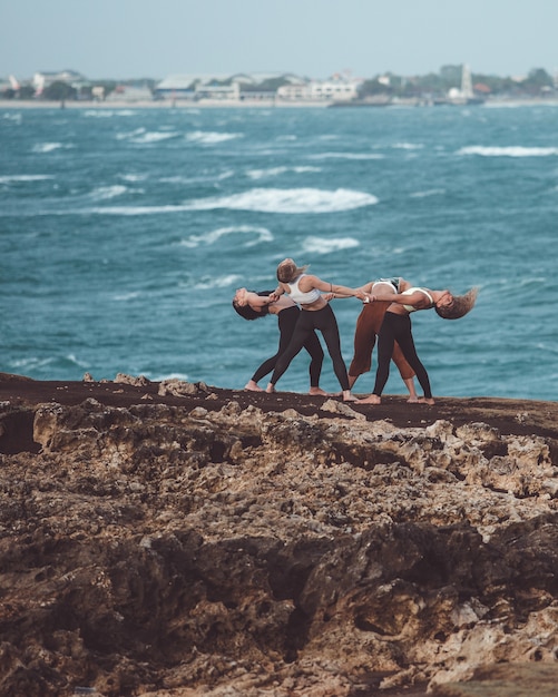 group girl doing yoga