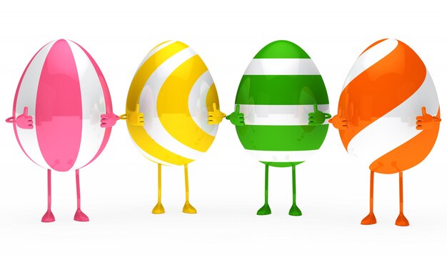 Group of happy easter eggs