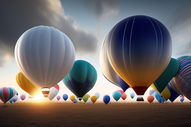 A group of hot air balloons with the word hot air on the bottom.