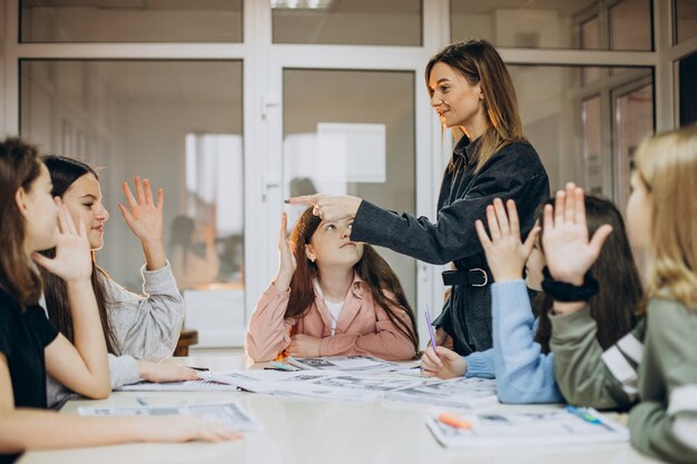 Group of kids studying at school