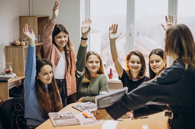 Free Photo group of kids studying at school