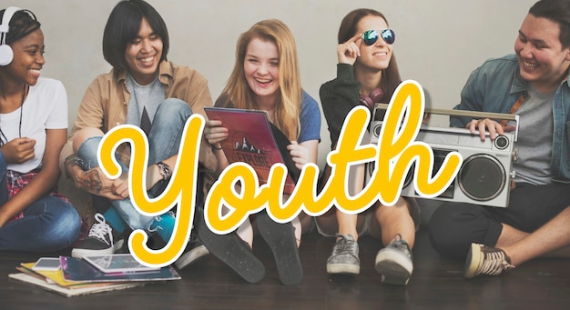 Free photo group of modern young people