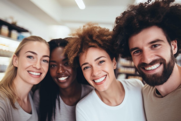 Free photo group of people happy expression in a super market ai generated