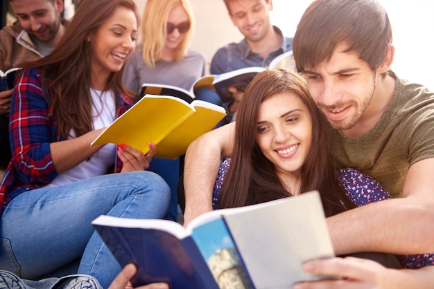 Group of people studying outdoors