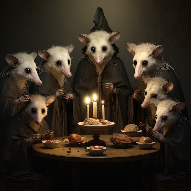 Free photo group of possums with candles