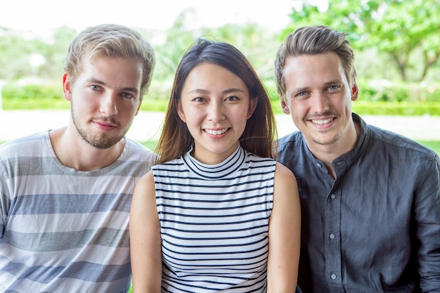 Group of smiling multiethnic student friends