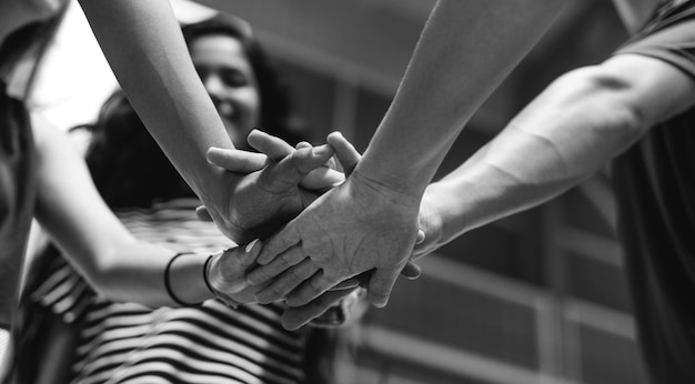 Free Photo group of teenager friends on a basketball court teamwork and togetherness concept