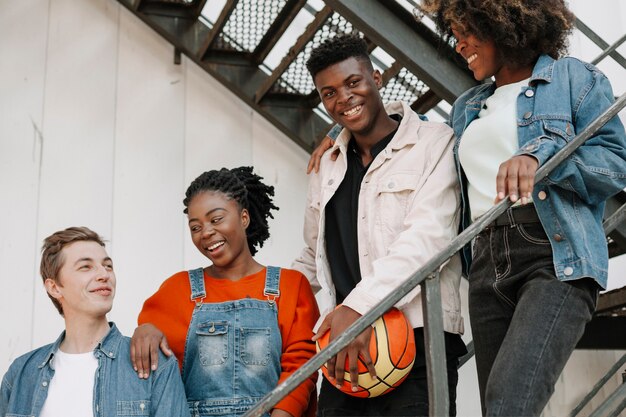 Group of teenagers hanging out together