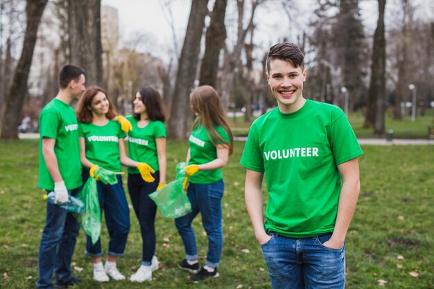 Group of volunteers in nature