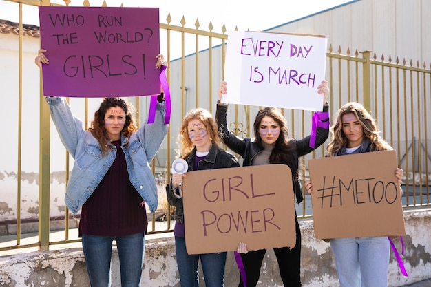 Group of women fighting for their rights