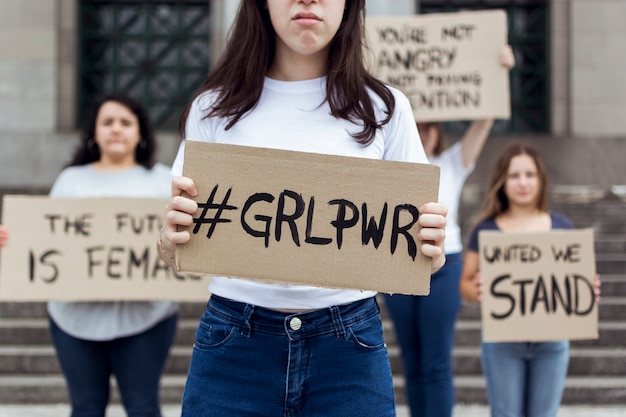 Group of women protesting together