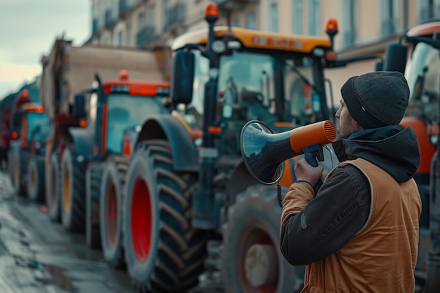 Free photo group of workers organizing protest