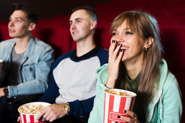 Group of young people in cinema