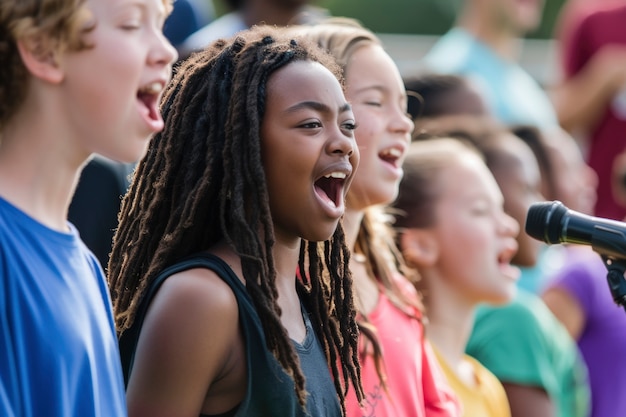 Free Photo group of young teens celebrating world youth day by doing activities together