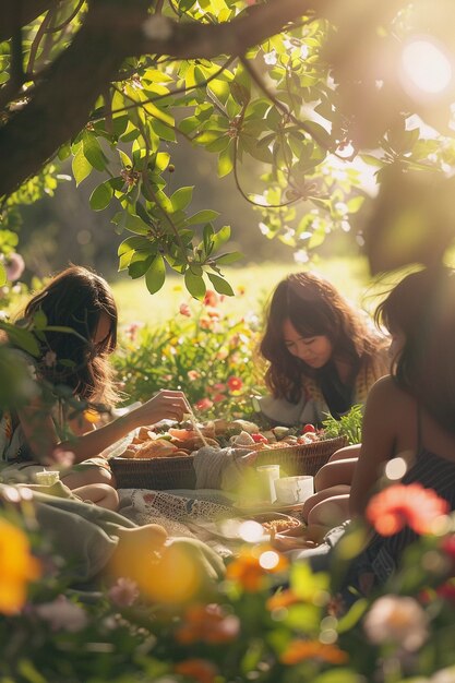 Groups of diverse young people bonding and enjoying time together in dreamy aesthetic