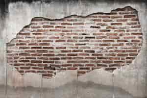 Free photo grunge bricks on a cracked concrete wall textured background