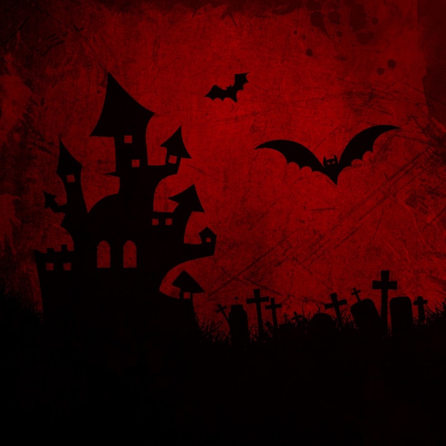 Free photo grunge halloween background with haunted house