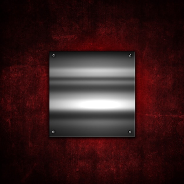 Free Photo grunge metal background with a shiny metallic plate