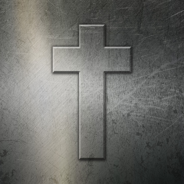 Grunge metallic background with cross