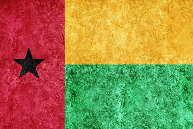 Guinea Bissau Metallic flag, Textured flag, grunge flag