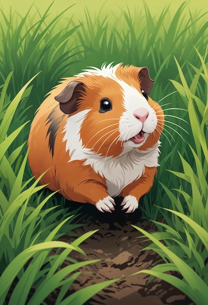 Free Photo guinea pig in grass field