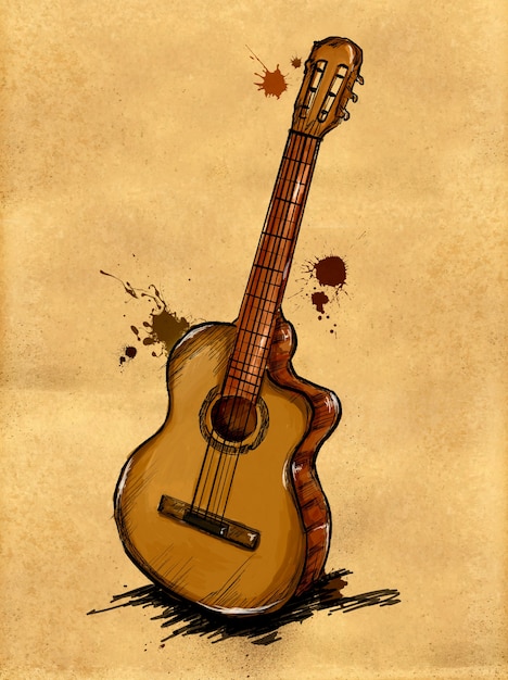 Free photo guitar painting image