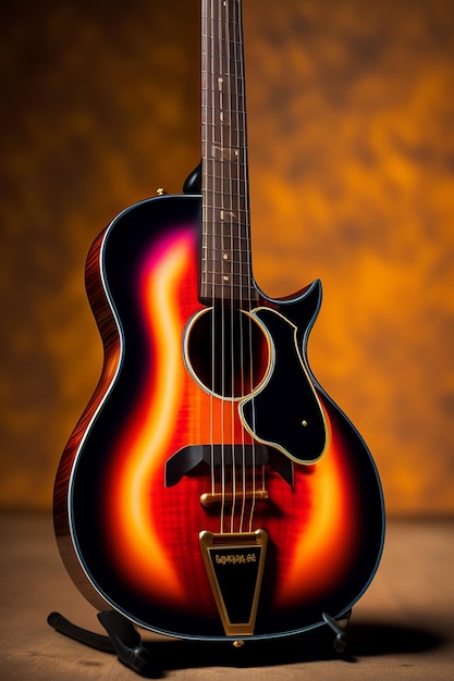 Free Photo a guitar with a flame design on it