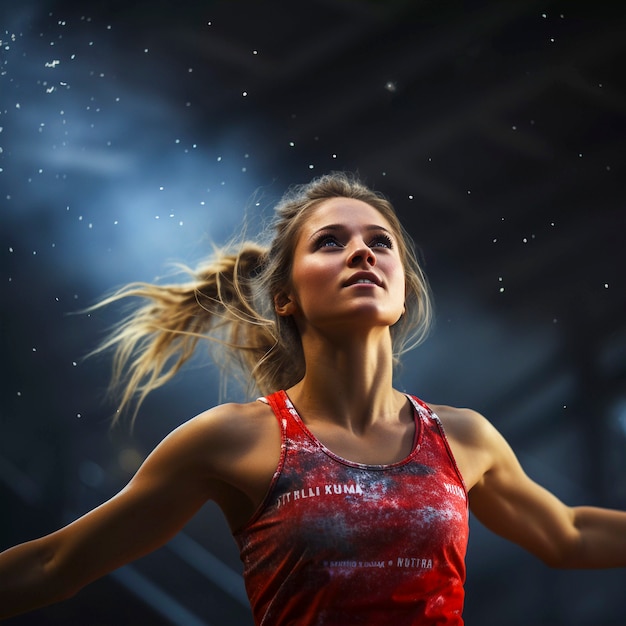 Gymnast getting ready for competition