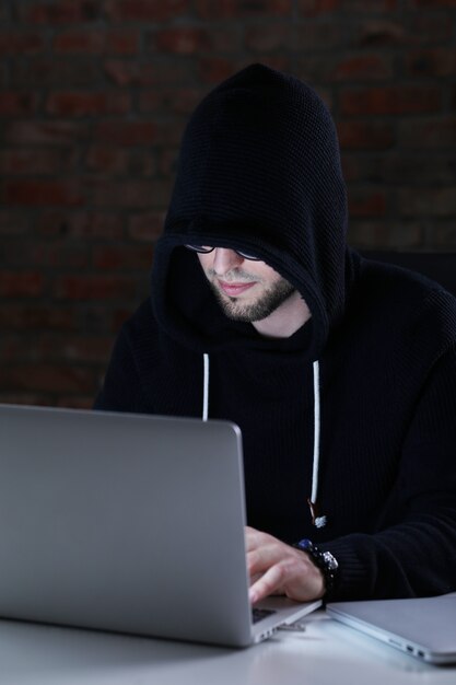 Hacker man on laptop