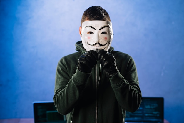 Free photo hacker with anonymous mask