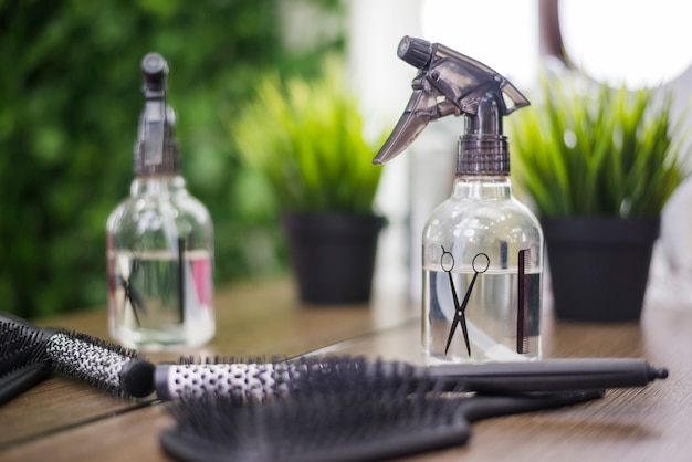 Free Photo hair salon tools with plant