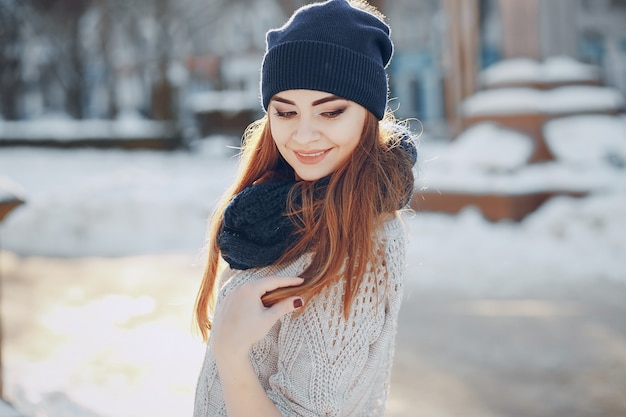 hair winter walking beautiful snow