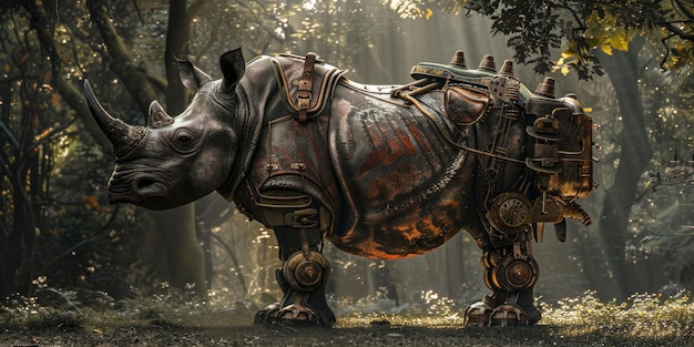 Half rhino  half-robot creature