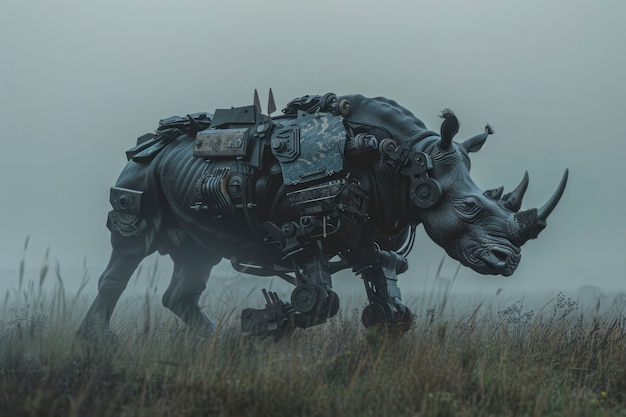 Half rhino  half-robot creature