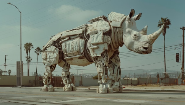 Half rhino  half-robot creature