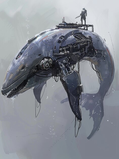 Half whale half-robot in fantasy style