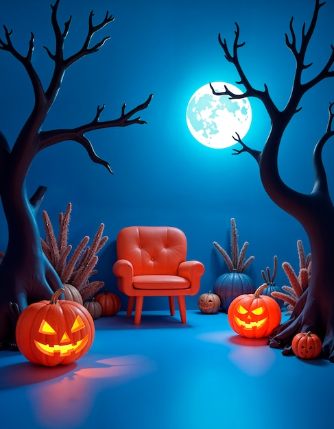 Free photo halloween 3d interior background