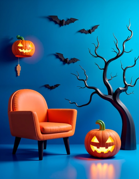 Free photo halloween 3d interior background