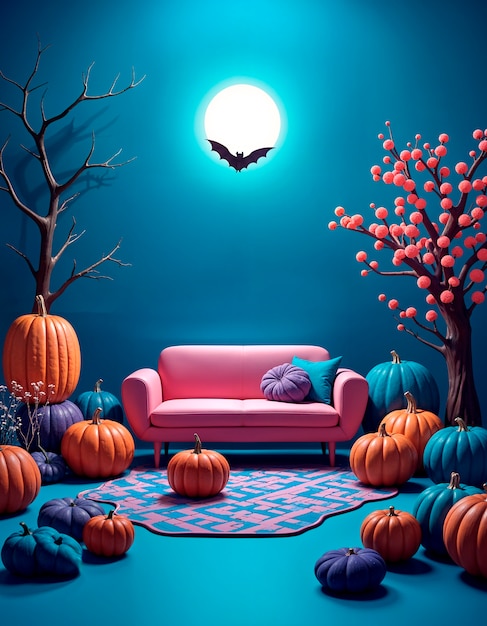 Halloween 3d interior background